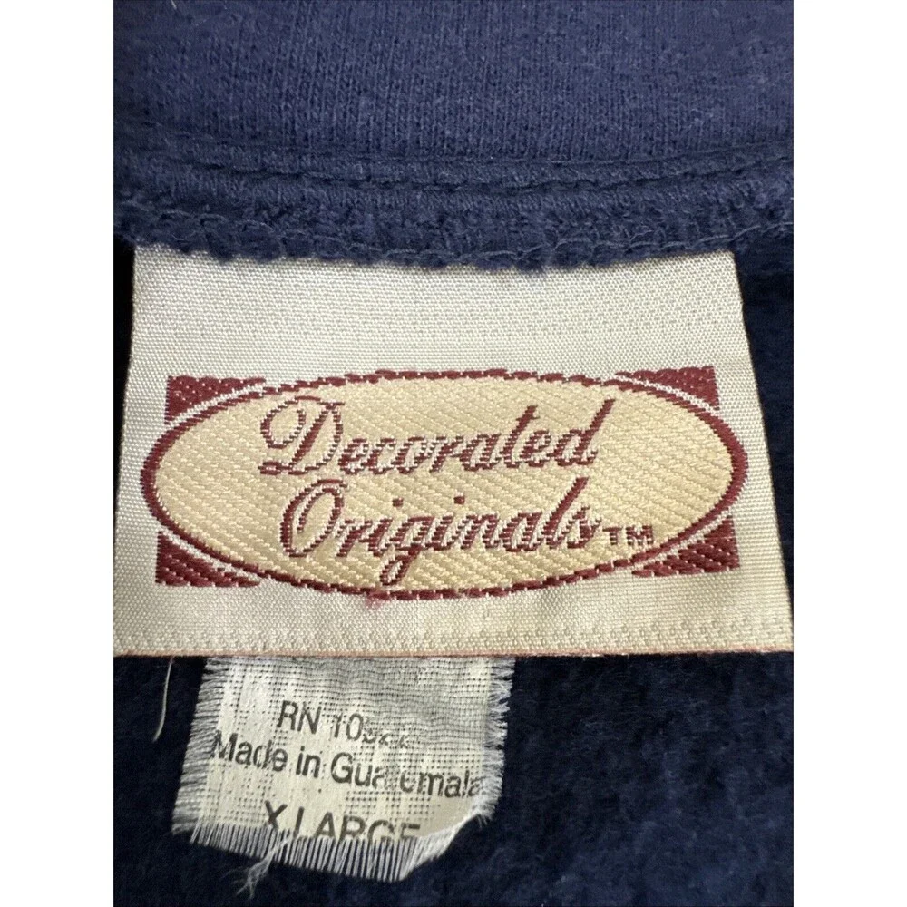 VTG Decorated Originals Teddy‎ Bear Fleece Navy XL Jacket with Embroidery Retro